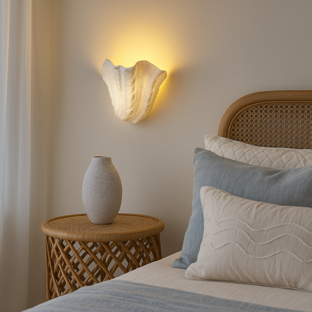Plaster Shell Wall Light G9 LED Wabi-Sabi Baroque Sculpture Ambient Light Warm White Design Interior Wall Lighting | Sansoti