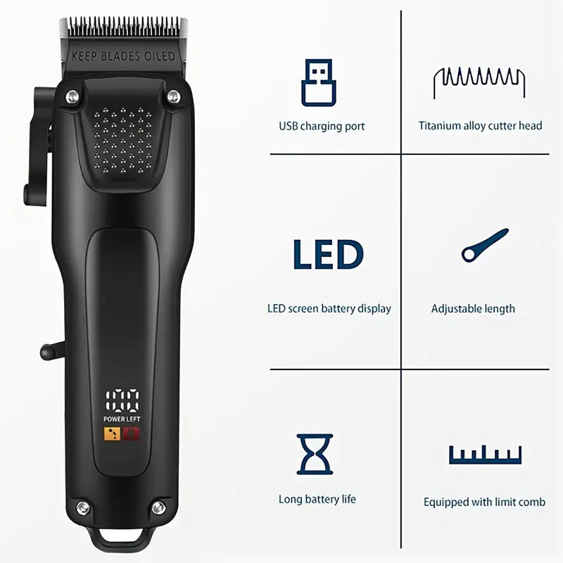 Professionele Haar- en Baardverzorgingsset 3-delig Draadloos met LED-Display USB Oplaadbaar Trimmer Scheerapparaat voor Mannen | Sansoti