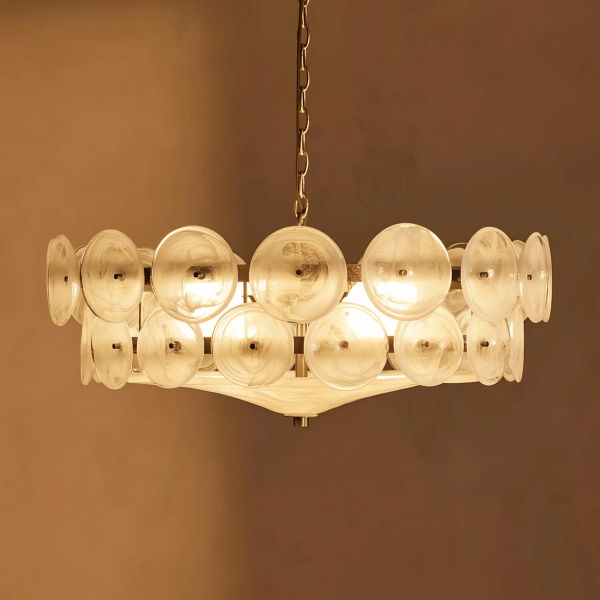 Chandelier Glass Discs Pendant Ring Gold Black Chrome Adjustable Dining Room Living Room Modern Scandinavian | Sansoti