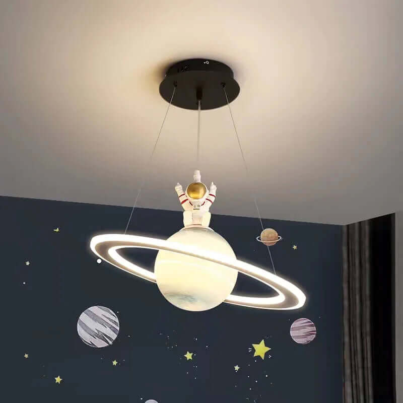 LED Hanglamp Kinderkamer Planeet Metaal Acryl Glas Blauw Plafondlamp Kabel Ophanging Sfeerverlichting Kinderkamer | Sansoti