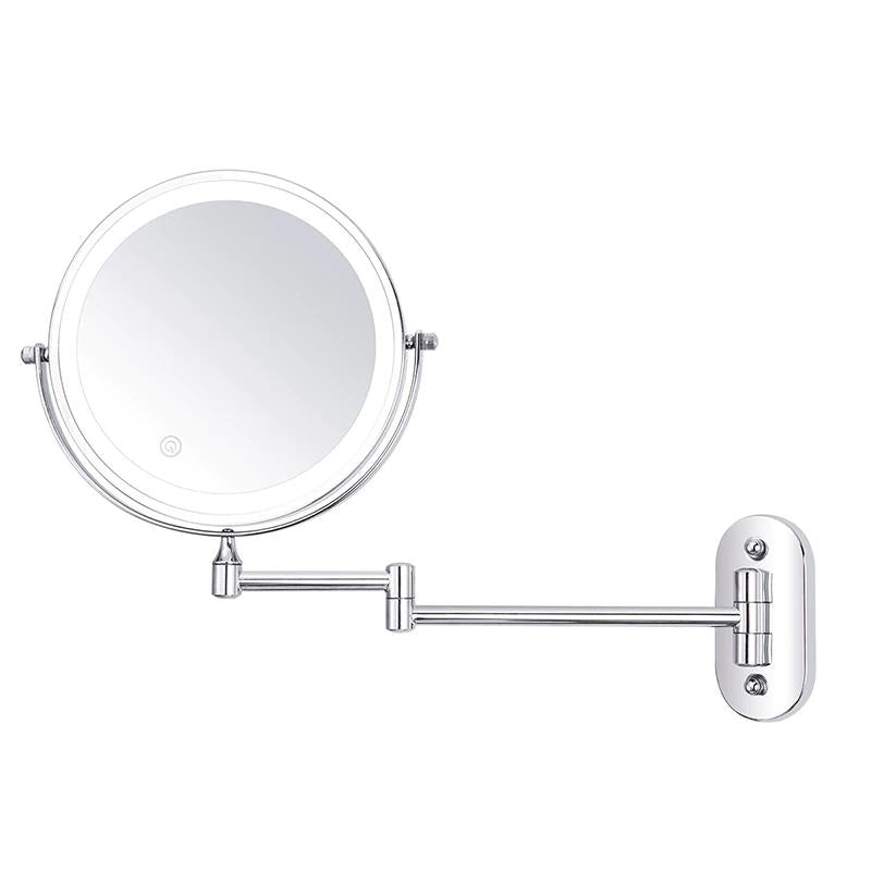 Vergrotende Make-upspiegel met LED Verlichting Oplaadbaar Chroom Zilver voor Badkamer Verzorging en Visagie | Sansoti