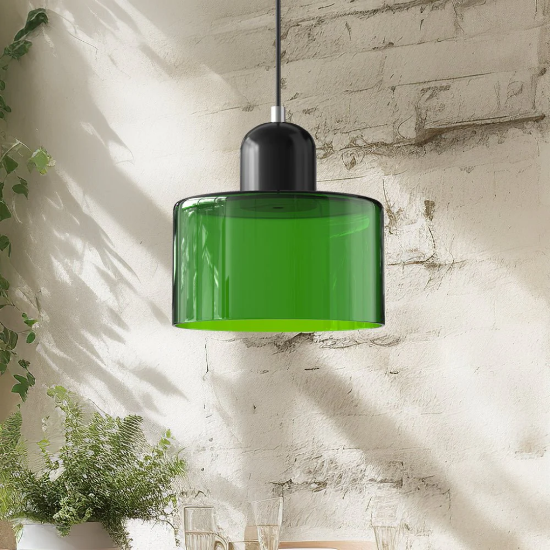 Lismeno Retro Hanglamp Glas 15cm Groen Oranje Eettafel Keuken Vintage Verlichting Compact | Sansoti