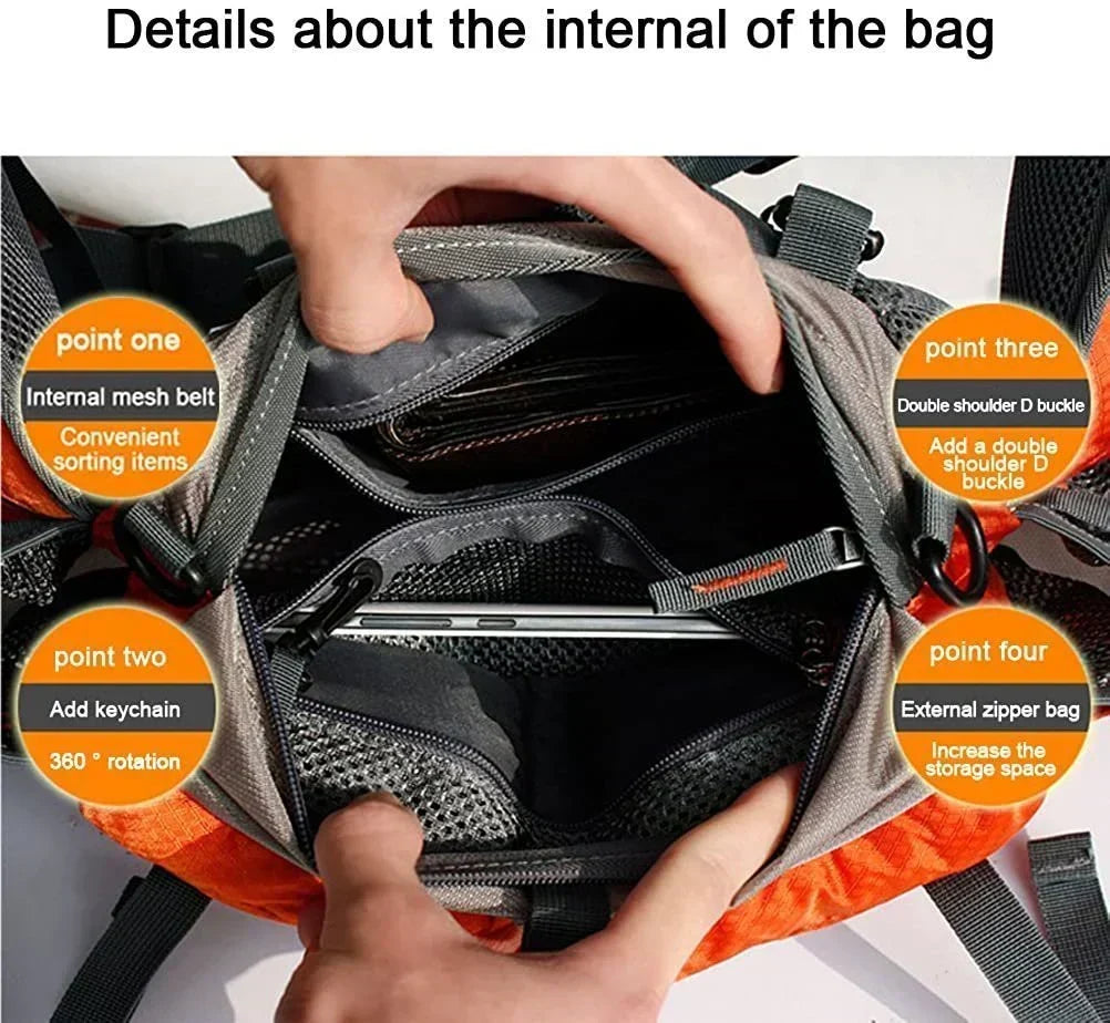 Wasserdichte Outdoor-Gürteltasche mit Flaschenhaltern in Schwarz, Orange, Blau und Grün zum Wandern, Radfahren, Laufen und für Sport | Sansoti