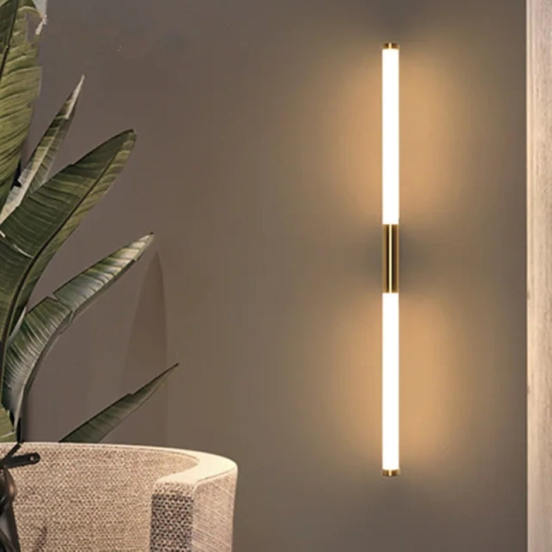 Lineaire Wandlamp Goud Metaal Acryl Badkamer Spiegel Waterdicht Modern Minimalistisch LED Verlichting | Sansoti