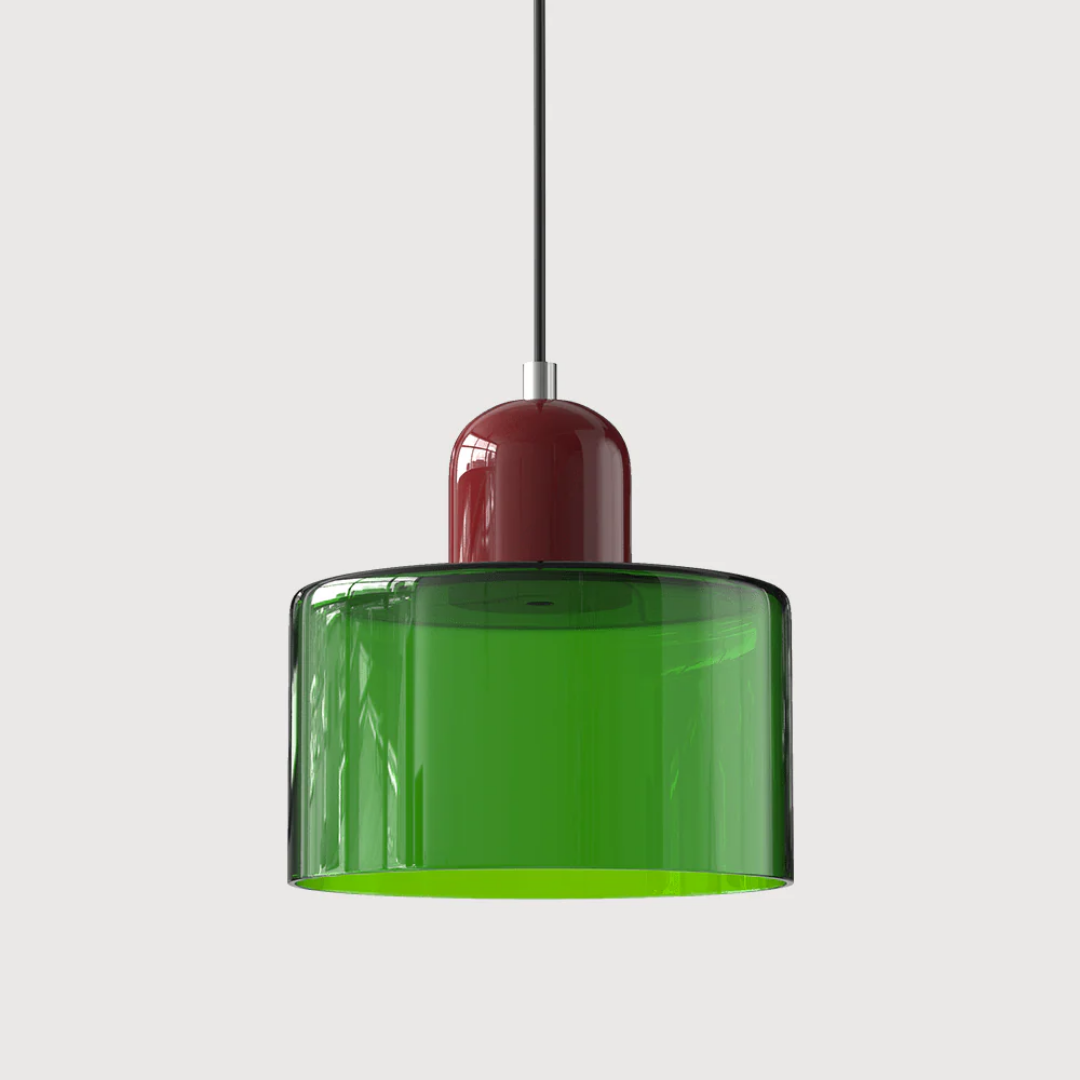 Lismeno Retro Hanglamp Glas 15cm Groen Oranje Eettafel Keuken Vintage Verlichting Compact | Sansoti