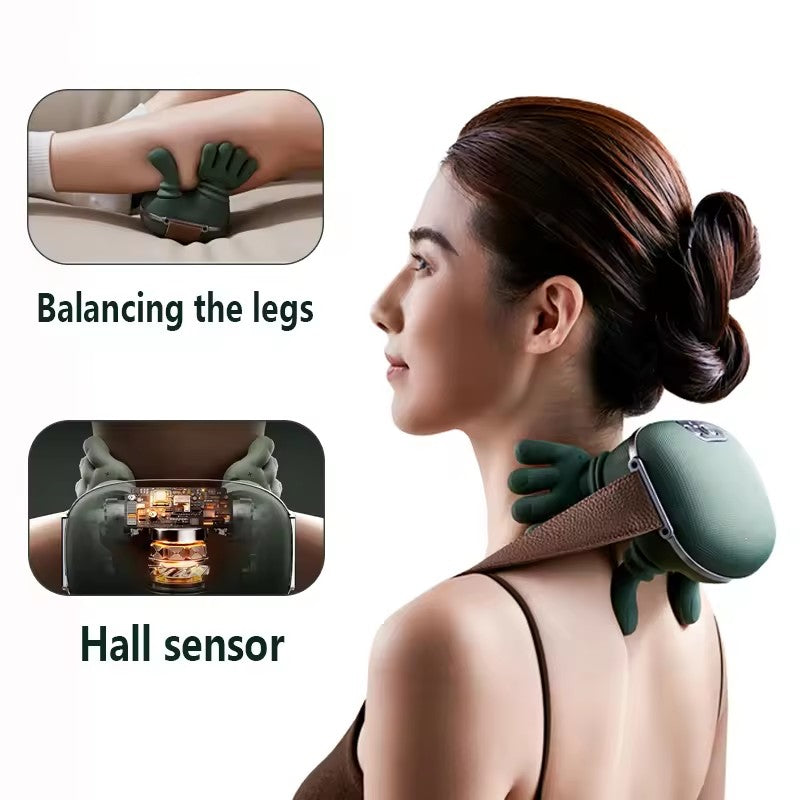 Nekmassageapparaat met Warmtefunctie en 4D Kneedsysteem | Draadloos Oplaadbaar | Sansoti