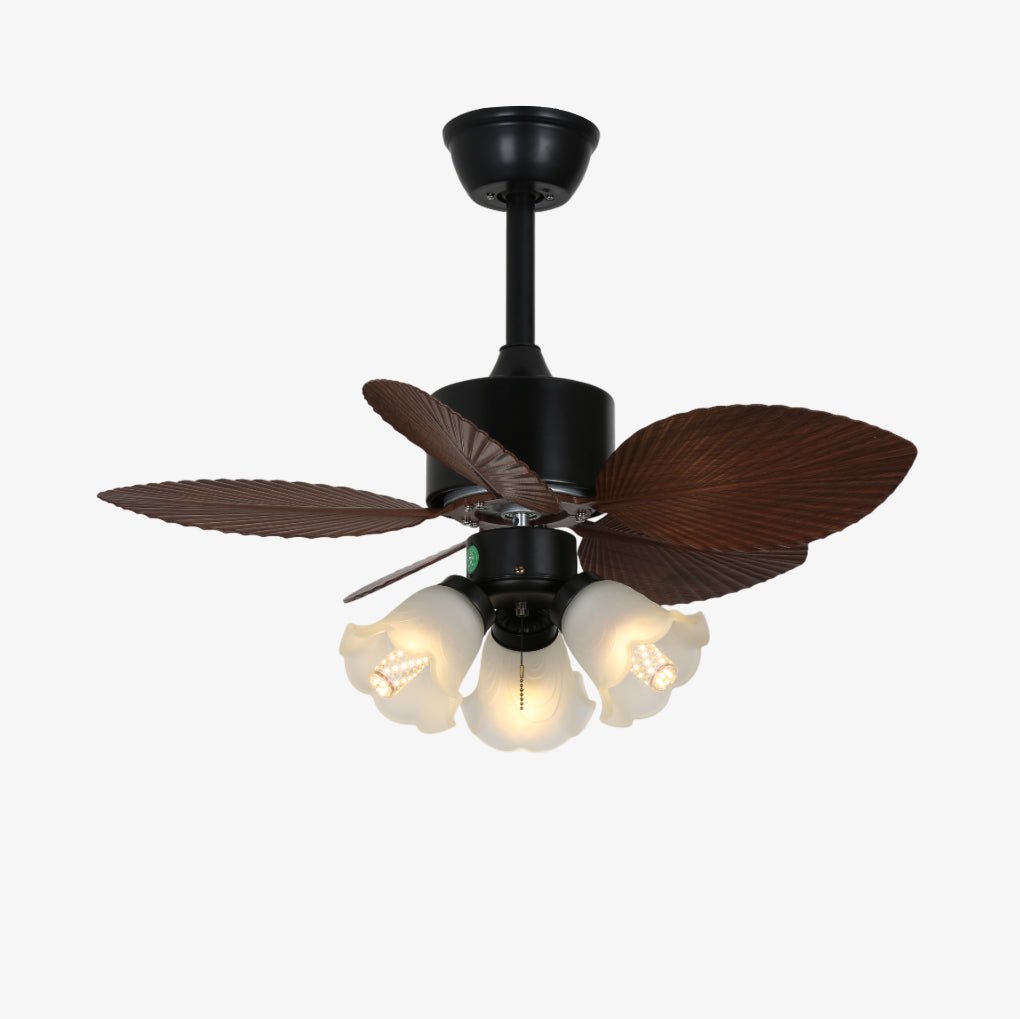 Plafondventilator met verlichting Florence in vintage houtlook — design plafondventilator met lamp, 6 snelheden, afstandsbediening, E27 of LED, geschikt voor woonkamer slaapkamer | Sansoti