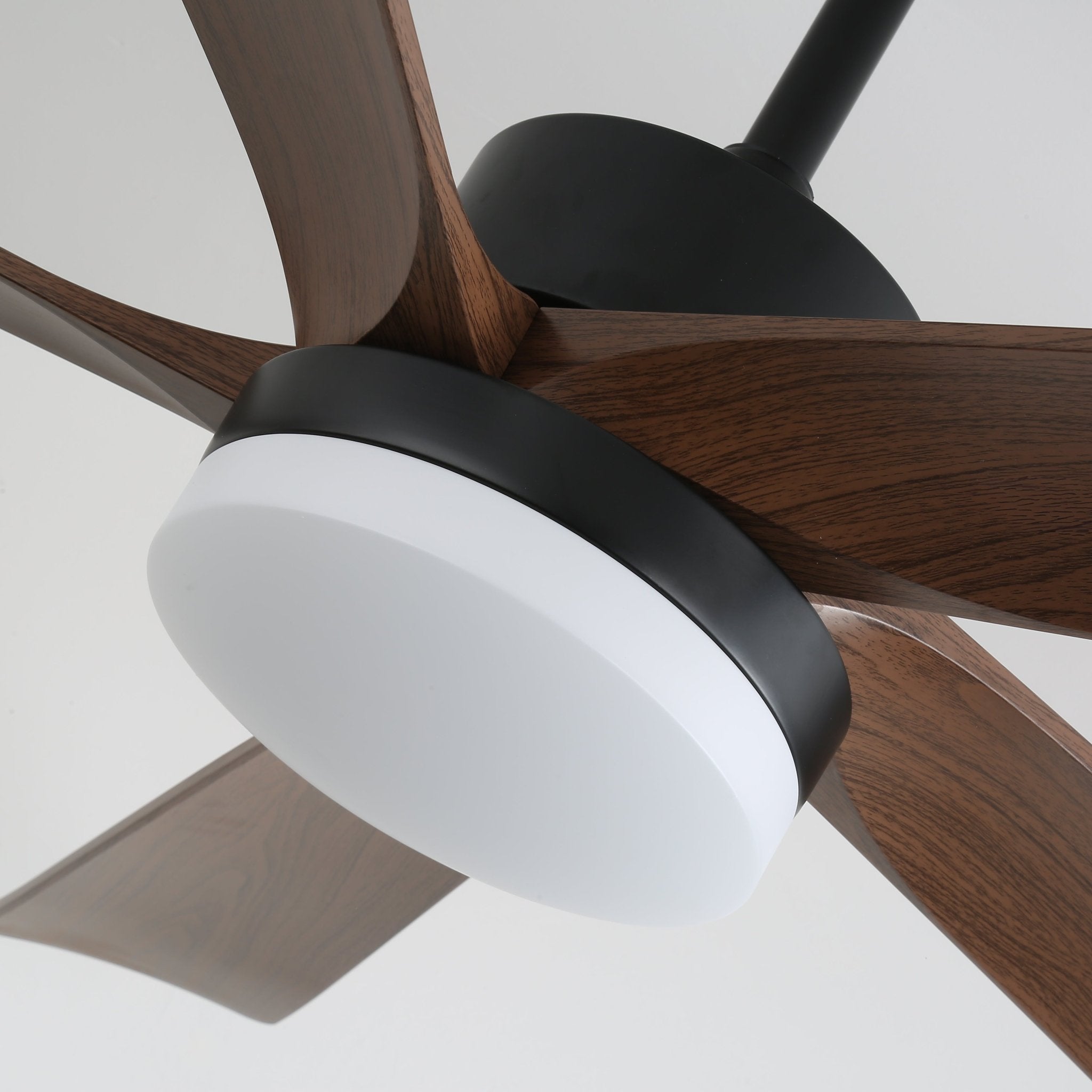 Modern ceiling fan with lighting and wooden blades – 6 speeds LED ceiling fan wood – quiet ceiling fan with remote control – Scandinavian fan lamp black and walnut for living room bedroom | Sansoti