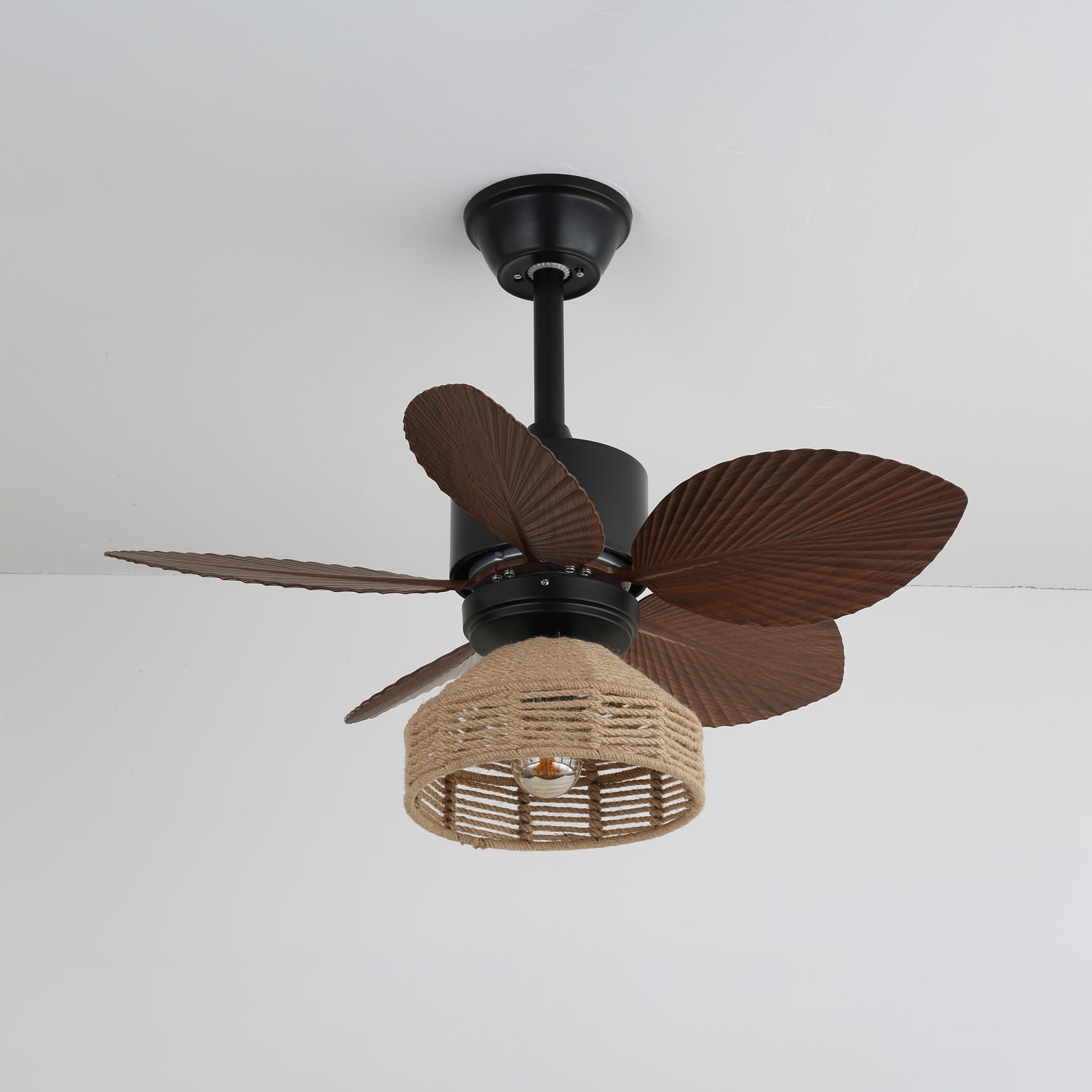 Tropische Plafondventilator met Verlichting – Rotan Afwerking Ø76 cm – Verstelbare Snelheden | Sansoti