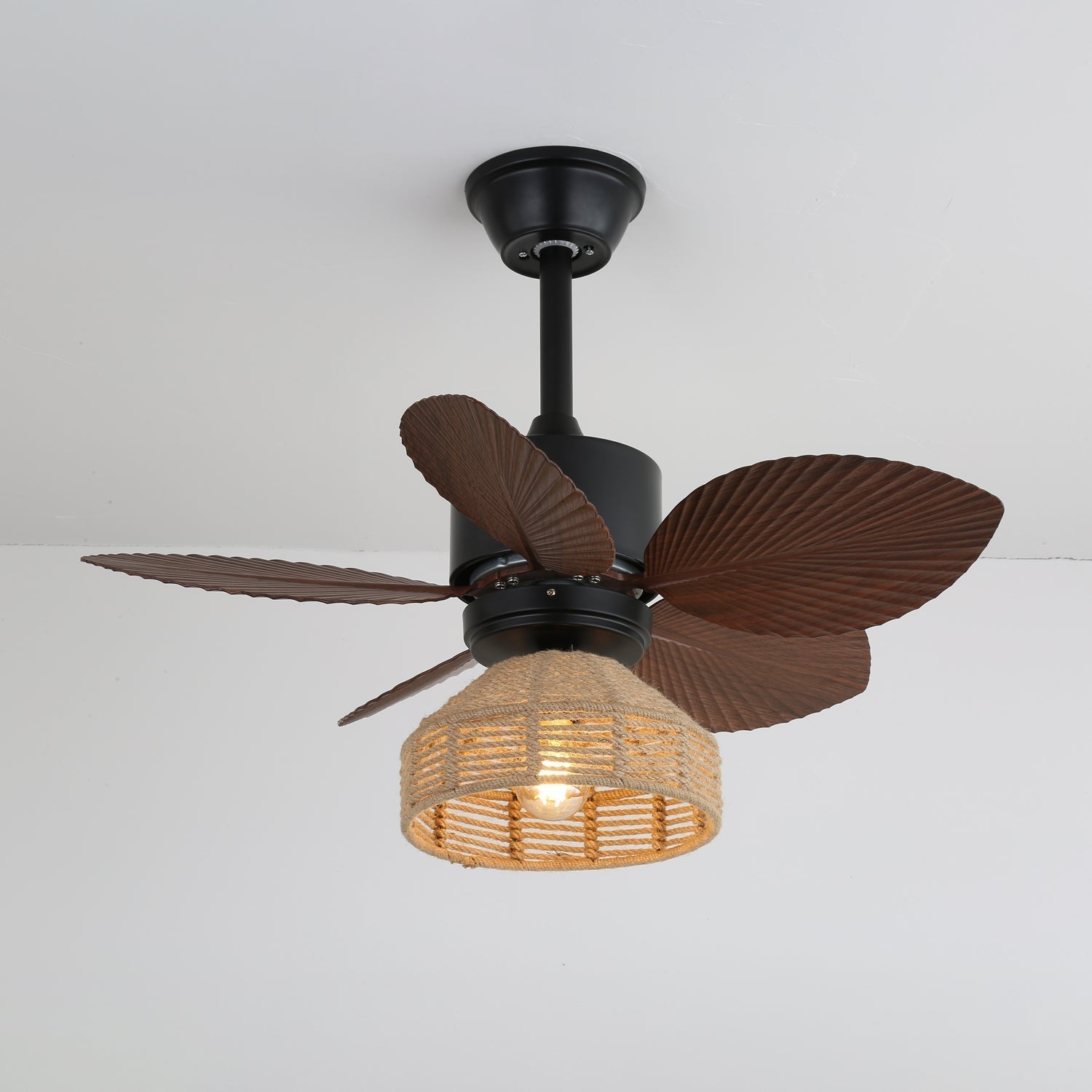 Tropische Plafondventilator met Verlichting – Rotan Afwerking Ø76 cm – Verstelbare Snelheden | Sansoti
