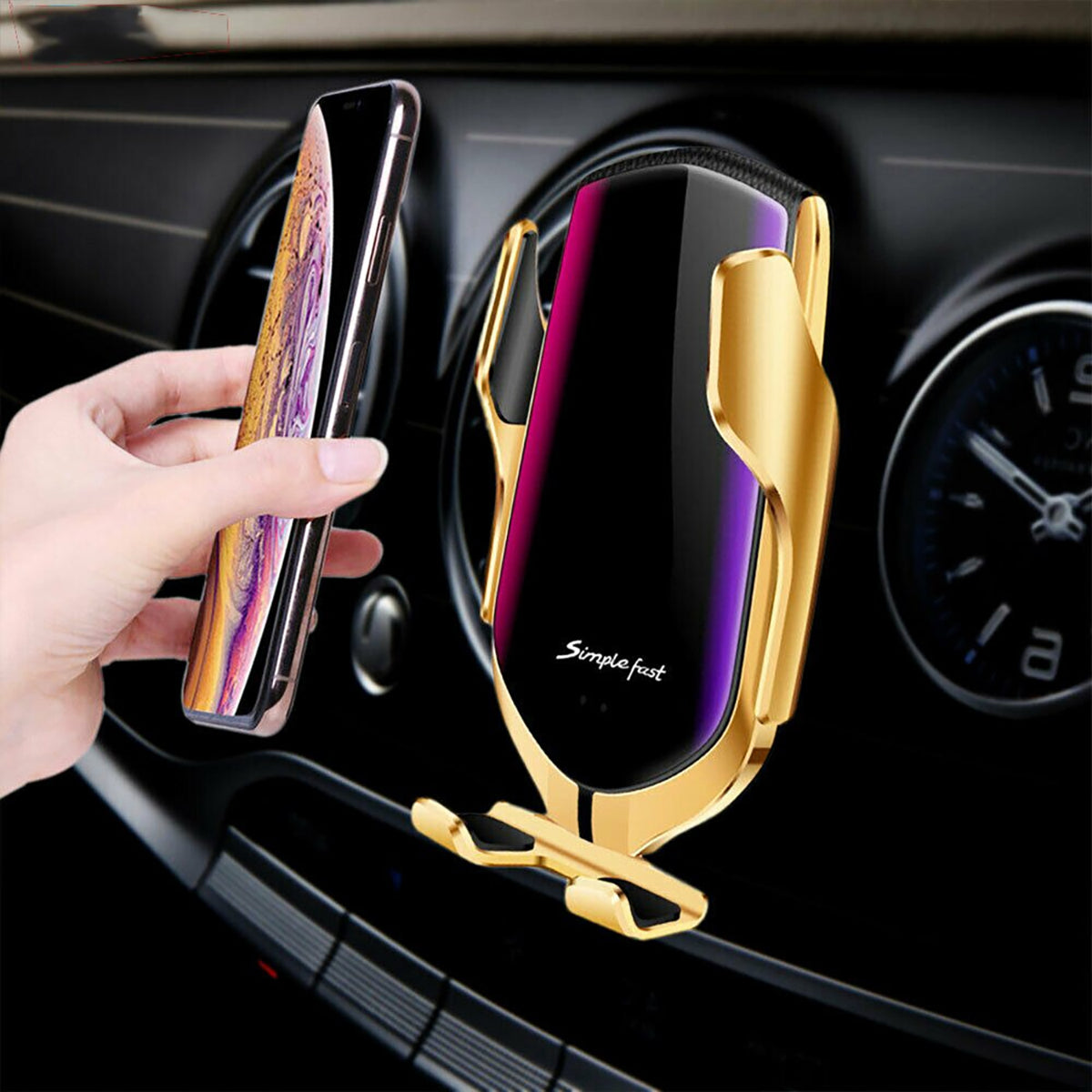 Car Phone Holder Wireless Charger Automatic Infrared Air Vent Qi 10W | Sansoti