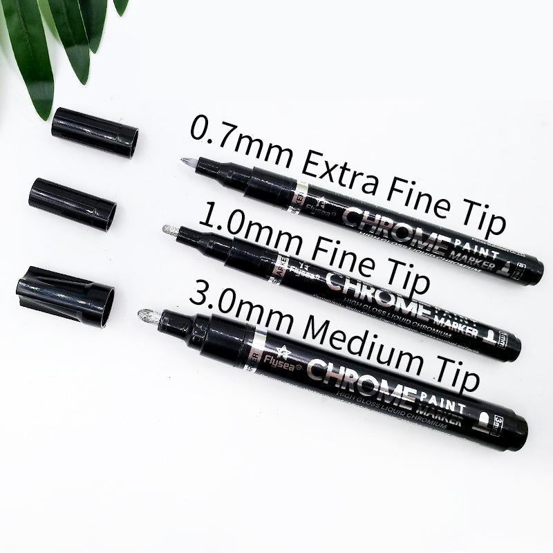 Feutre réfléchissant à effet miroir, 0.7-3.0mm, encre chromée à base d’alcool, pour divers matériaux, résistant aux UV | Sansoti