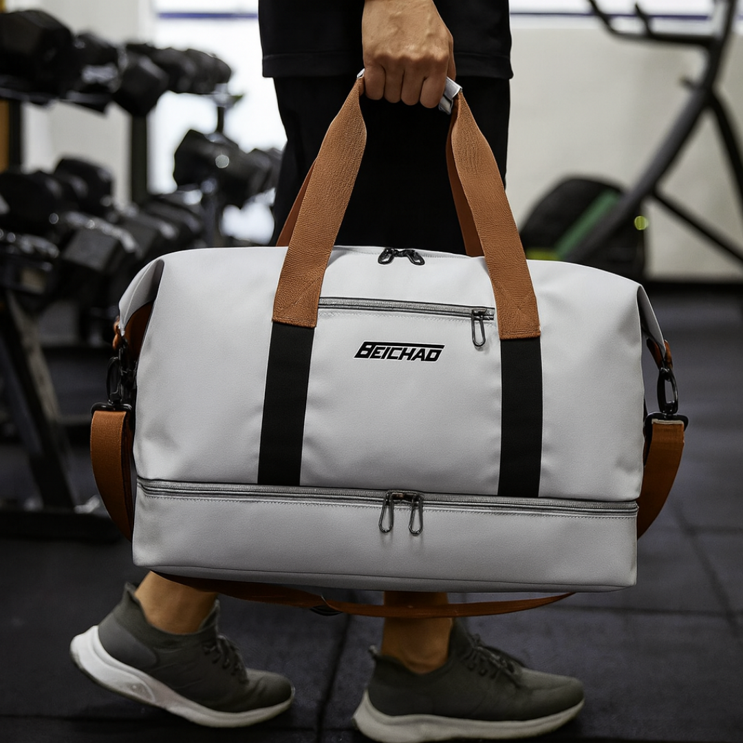 Sporttas met Schoenenvak en Natte-Droge Scheiding 46x25x28cm Oxford Stof Trolley Bevestiging Gym Fitness | Sansoti