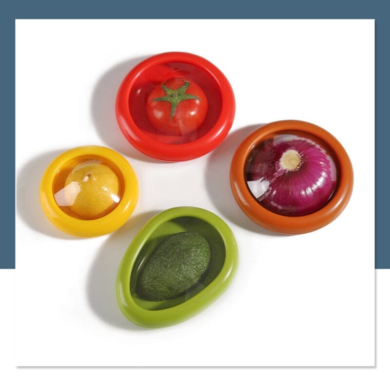 Herbruikbare Voedselbewaardozen met Folie Afsluiting Set 4 Stuks voor Verse Groente Fruit en Restjes Keuken | Sansoti
