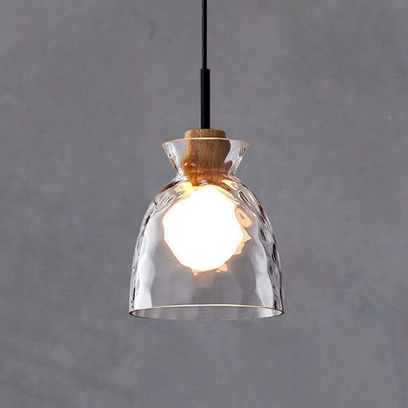 Hanglamp Glas Hout Transparant E26 Woonkamer Slaapkamer Eetkamer Pendellamp Glazen Kap Bell Cone Bowl Industrieel Retro | Sansoti