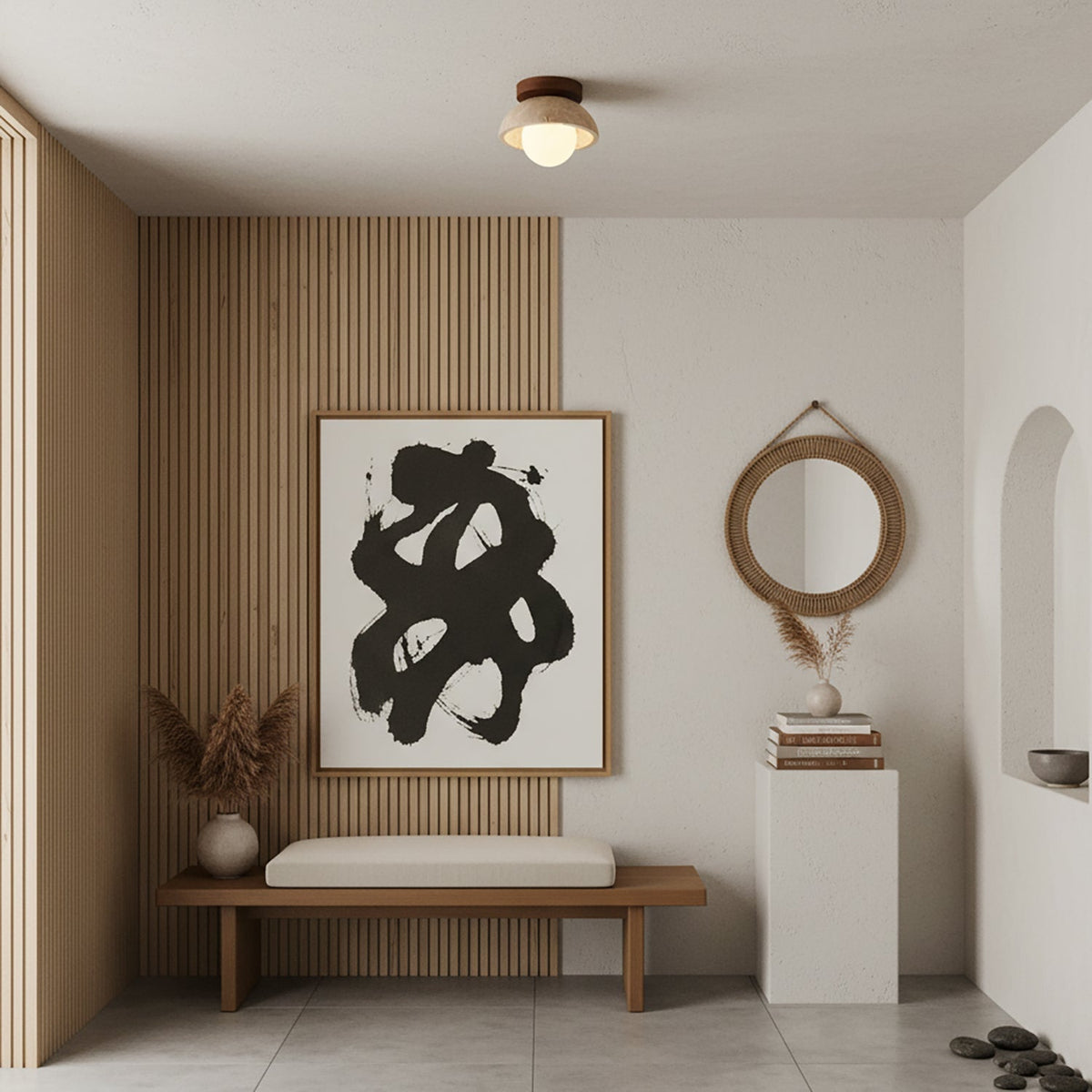 Ronde Plafondlamp Hout G9 Fitting 15cm Dimbaar Wand Plafond Verlichting Badkamer Hal Slaapkamer Woonkamer | Sansoti