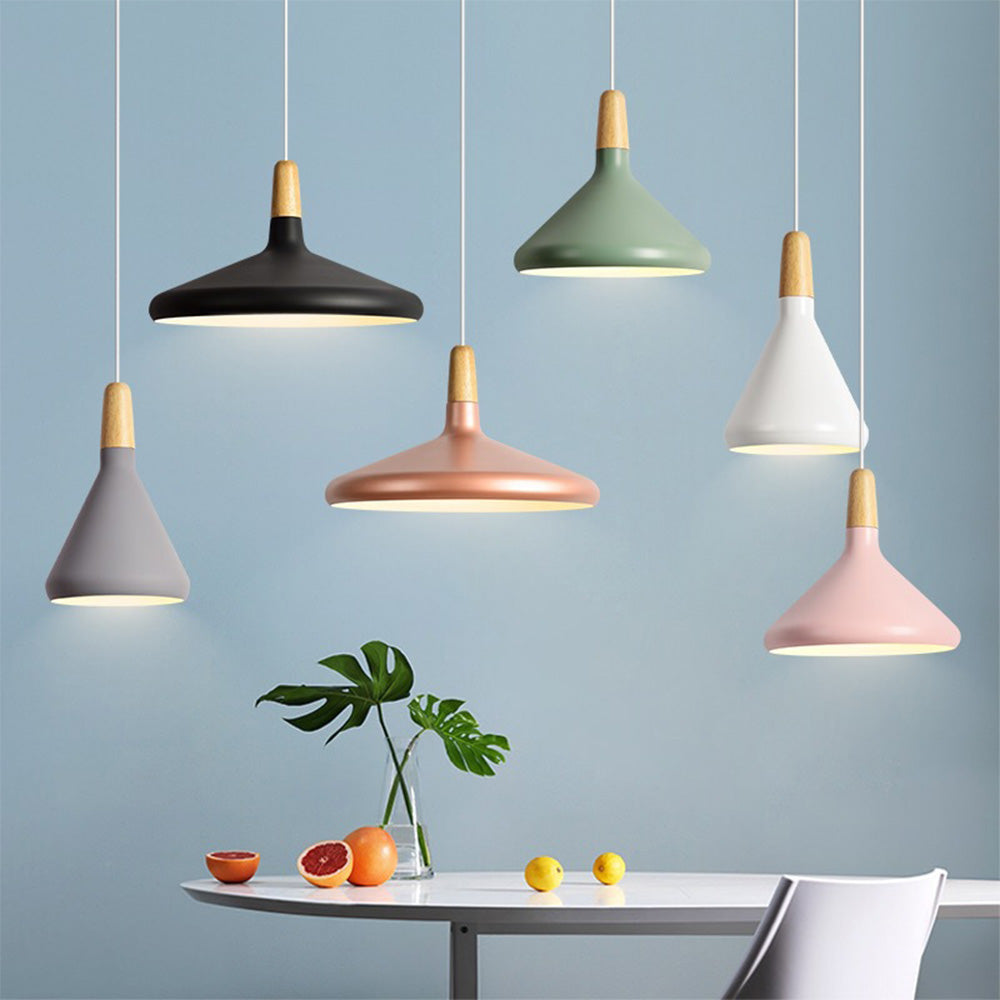 Hanglamp Scandinavisch Aluminium Hout Wit E27 Eettafel Woonkamer Minimalistisch Design Verlichting Keukeneiland | Sansoti