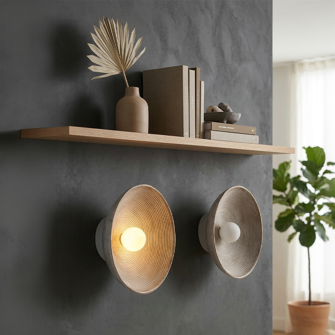 Moderne Scandinavische Wandlamp met Houtlook en Zacht Licht – Klein 20 cm of Groot 27 cm – Warm Wit Koel Wit of Dimbaar | Sansoti