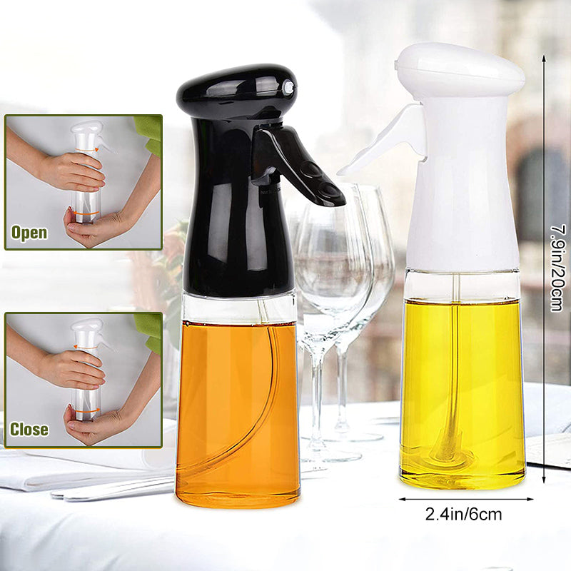 Olie Sprayfles met Luchtdruksysteem 200ml Transparant Zwart Wit Keuken Barbecue Bakken Doseerfunctie | Sansoti