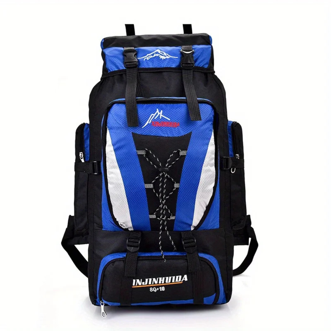 Wanderrucksack 80 Liter aus wasserdichtem Nylon mit Hüftgurt und belüftetem Rückenpanel für Outdoor und Camping | Sansoti