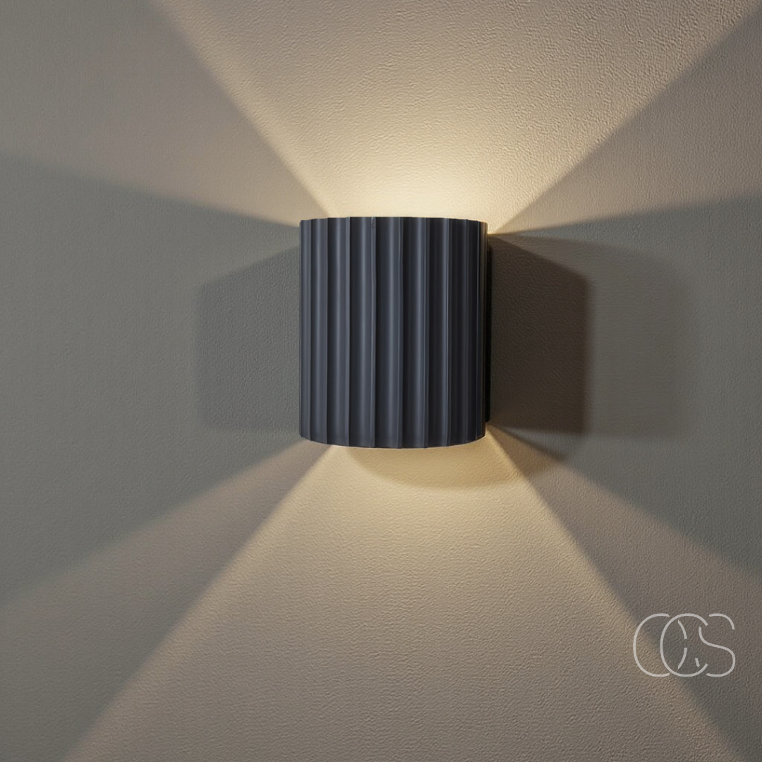 LED Wandlamp met Geribbeld Reliëf Bidirectioneel Licht Dimbaar Kunsthars 14x8x16,5cm Hal Slaapkamer Woonkamer | Sansoti