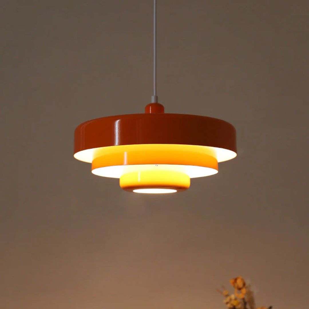Hängeleuchte Metall Geschichtet Ø35cm Orange E27 Esstisch Wohnzimmer Retro Design Beleuchtung Industriell Modern | Restfield