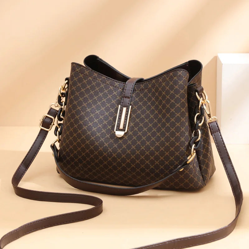 Handgemaakte Schoudertas Dames PU-leer Vintage Stijl Camel Zwart Bruin Dagelijks Gebruik Elegante Tas | Sansoti