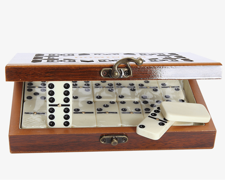 Hölzernes Domino-Spiel Doppel-Sechs-Set mit 28 Steinen, Familienspiel, Aufbewahrungsbox, Gesellschaftsspiel, klassisches Brettspiel | Sansoti