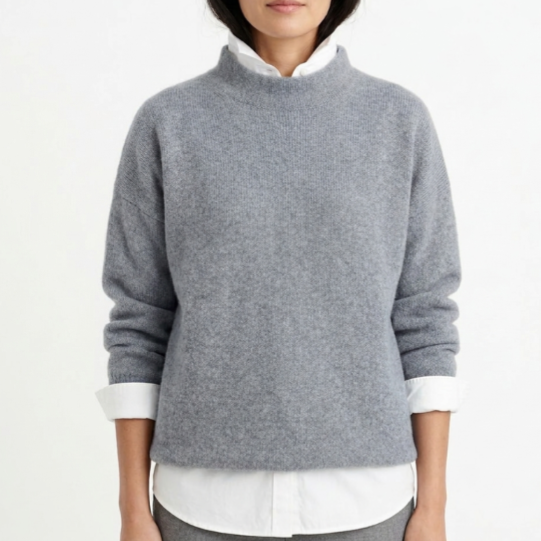 Gestrickter Damenpullover aus Polyester, lockere Passform, lange Ärmel, Rundhalsausschnitt, vielseitig, lässig, elegant, bequem | Sansoti