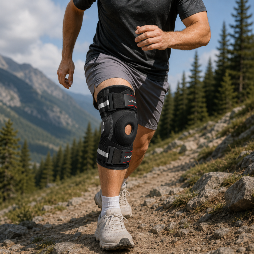 Hinged Knee Brace with Side Stabilizers for Joint Protection Pain Relief and Sports Support | Sansoti