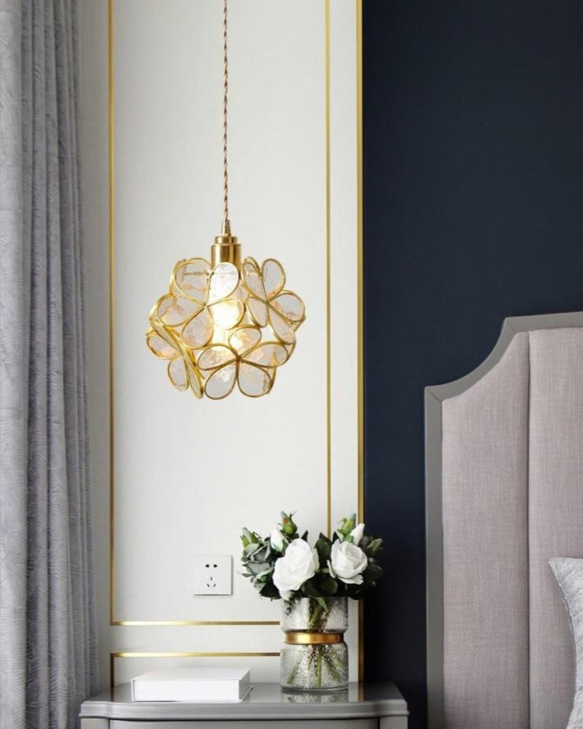 Handgemaakte Hanglamp met Acryl Bloem en IJzeren Frame Transparant Roze Blauw Beige voor Eetkamer Woonkamer Slaapkamer | Sansoti