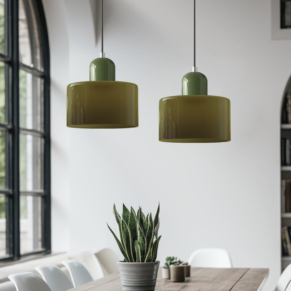 Glass Pendant Lamp Bauhaus Style Handwoven Finish Dining Room Living Room | Sansoti