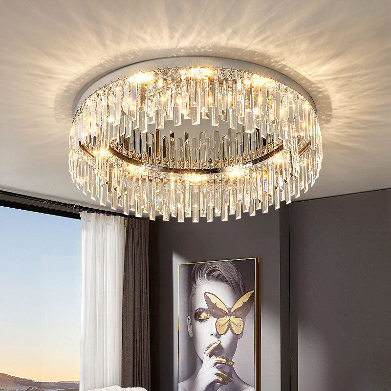 Kristall Deckenleuchte Rund Modern Flush Mount Chrom E12 Dimmbar Wohnzimmer Schlafzimmer
