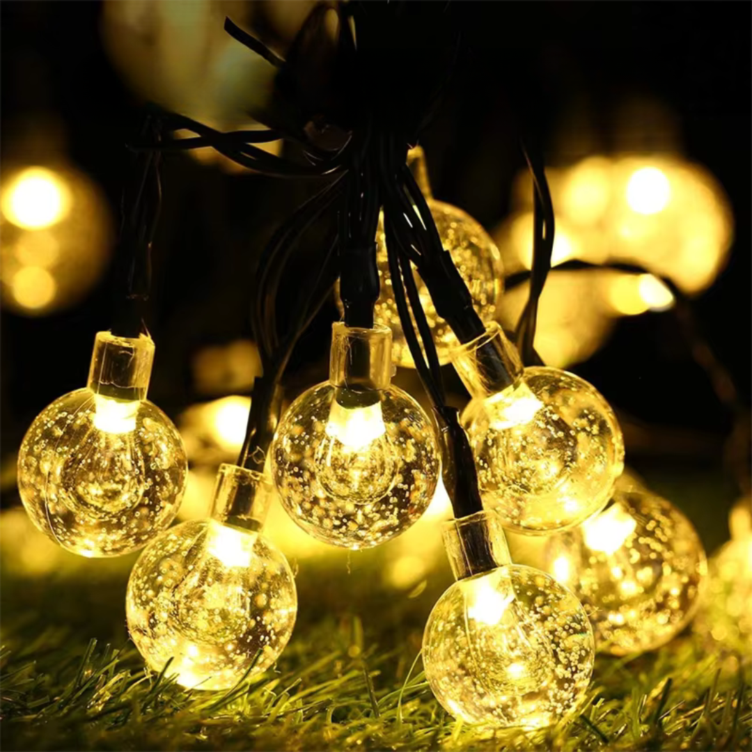 Solar LED Lichtsnoer Outdoor Warmwit Kristalbol 6.5m-22m Waterdicht IP65 Tuinverlichting Feestverlichting Terras | Sansoti