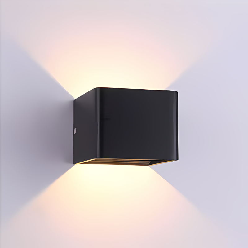 Quadratische LED-Wandleuchte aus Aluminium, warmweißes Licht, energiesparend, modernes minimalistisches Interieur-Design | Sansoti