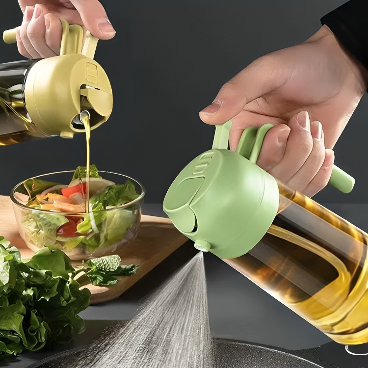 Oliespray Fles met Verstuiver 470ml Groen Geel Wit Zwart Keuken Koken Gezond Bakken Grillen Olijfolie Doseren Bespaart Olie | Sansoti