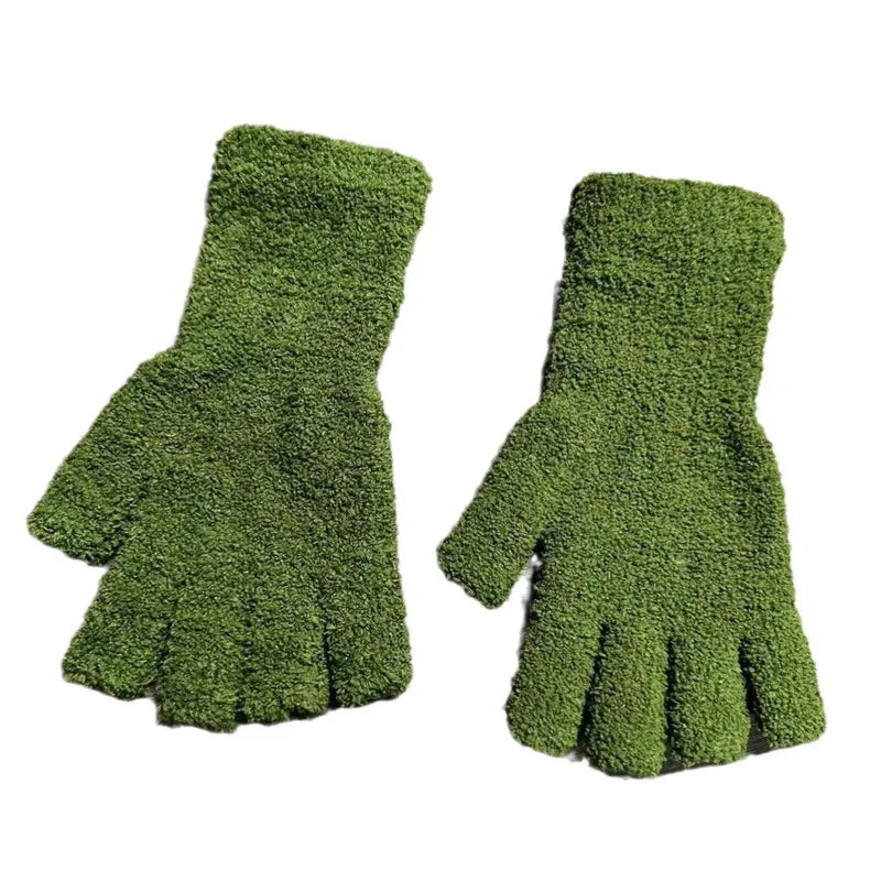 Knitted Fingerless Gloves Fleece Half-Finger Unisex Warm Comfortable Autumn Winter Accessory | Sansoti