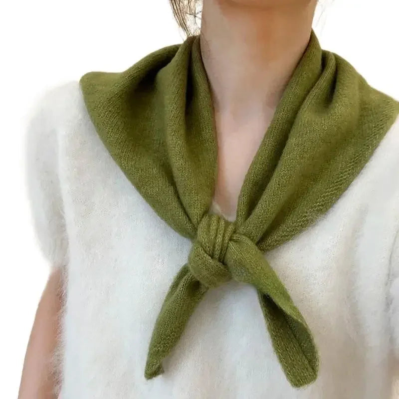 Knitted Women's Triangle Scarf Soft Winter Wrap Cotton Polyester Warmth Stylish Comfortable Elegant | Sansoti