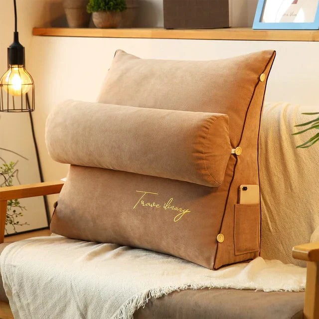 Coussin de Soutien Dorsal en Forme de Coin Spandex 45x45x20cm Lecture Canapé Lit | Coussin Triangulaire Ergonomique Lecture | Restfield