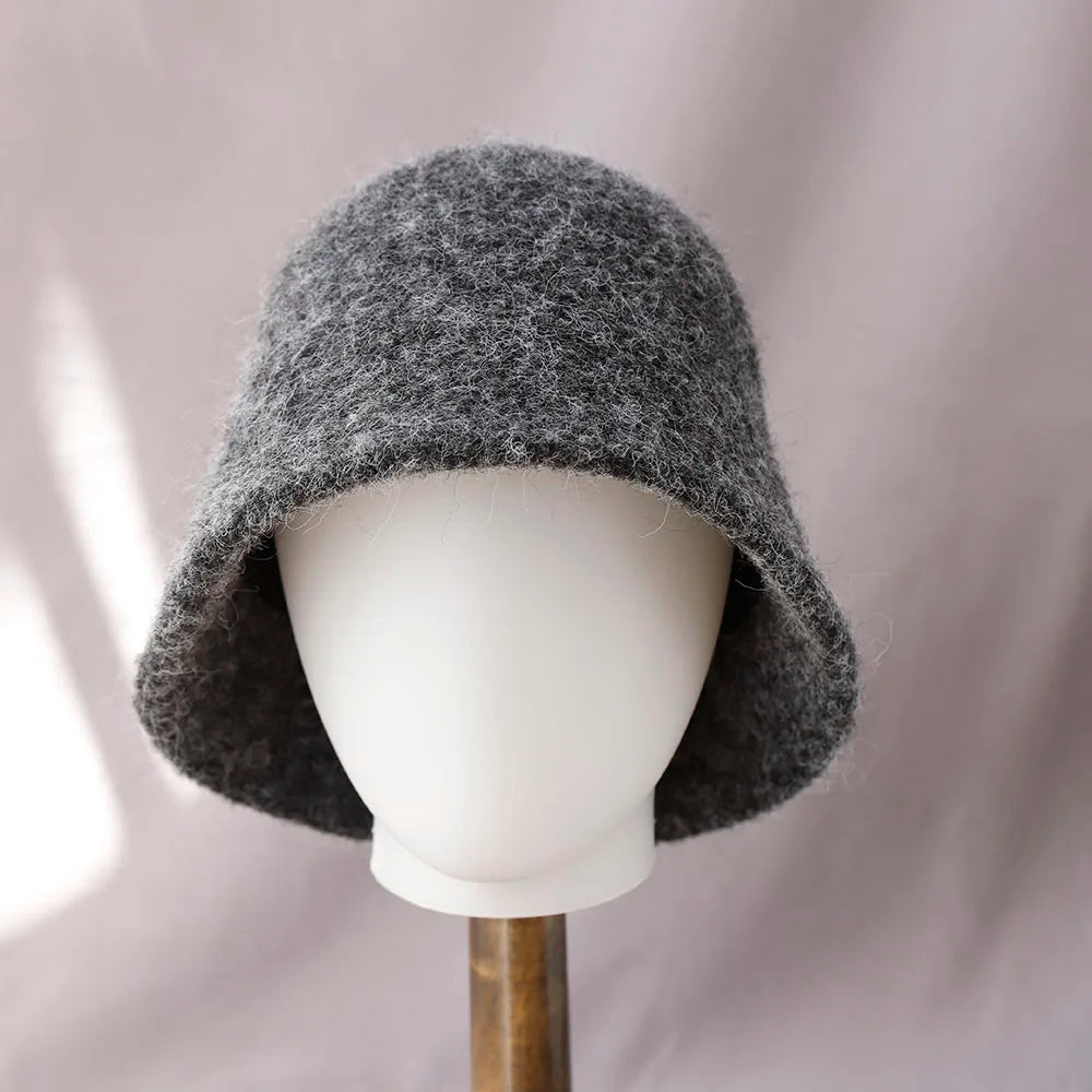 Wool Bucket Hat for Women Fisherman Hat Winter Warm Wool Texture Foldable Retro Vintage Style Casual Hat | Sansoti
