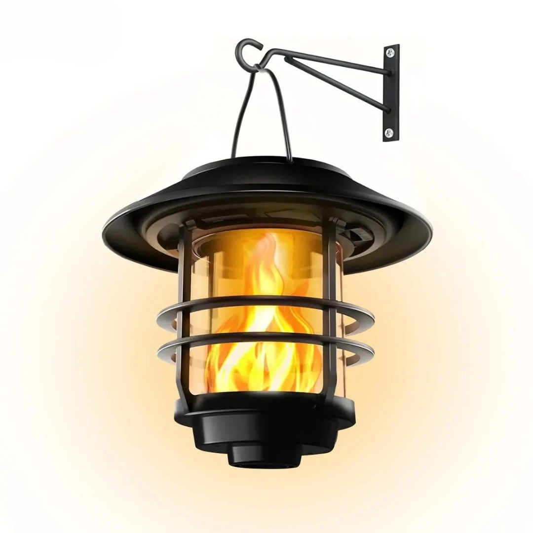 Solarlaternen mit Flammeneffekt für Garten und Veranda – atmosphärische Wandbeleuchtung 2 Stück | Sansoti