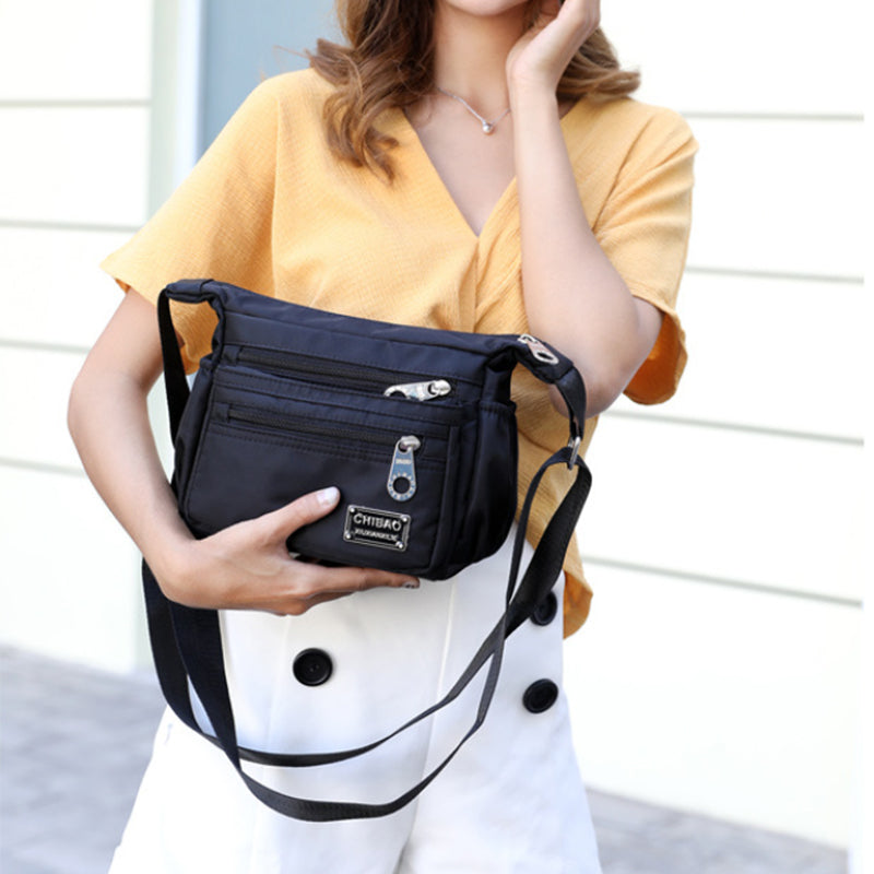 Crossbody Shoulder Bag Nylon Water-Repellent Multiple Compartments Adjustable Strap Women's Travel Everyday Use Compact | Sansoti
