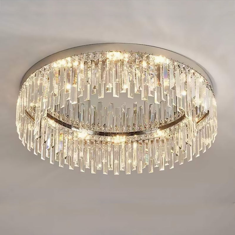 Kristall Deckenleuchte Rund Modern Flush Mount Chrom E12 Dimmbar Wohnzimmer Schlafzimmer