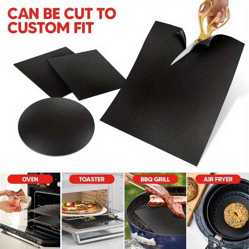 Wiederverwendbare BBQ-Matte, 33 cm, hitzebeständige Antihaft-Grillmatte für Grill, Ofen, Küche und Außenbereich, schwarz | Sansoti