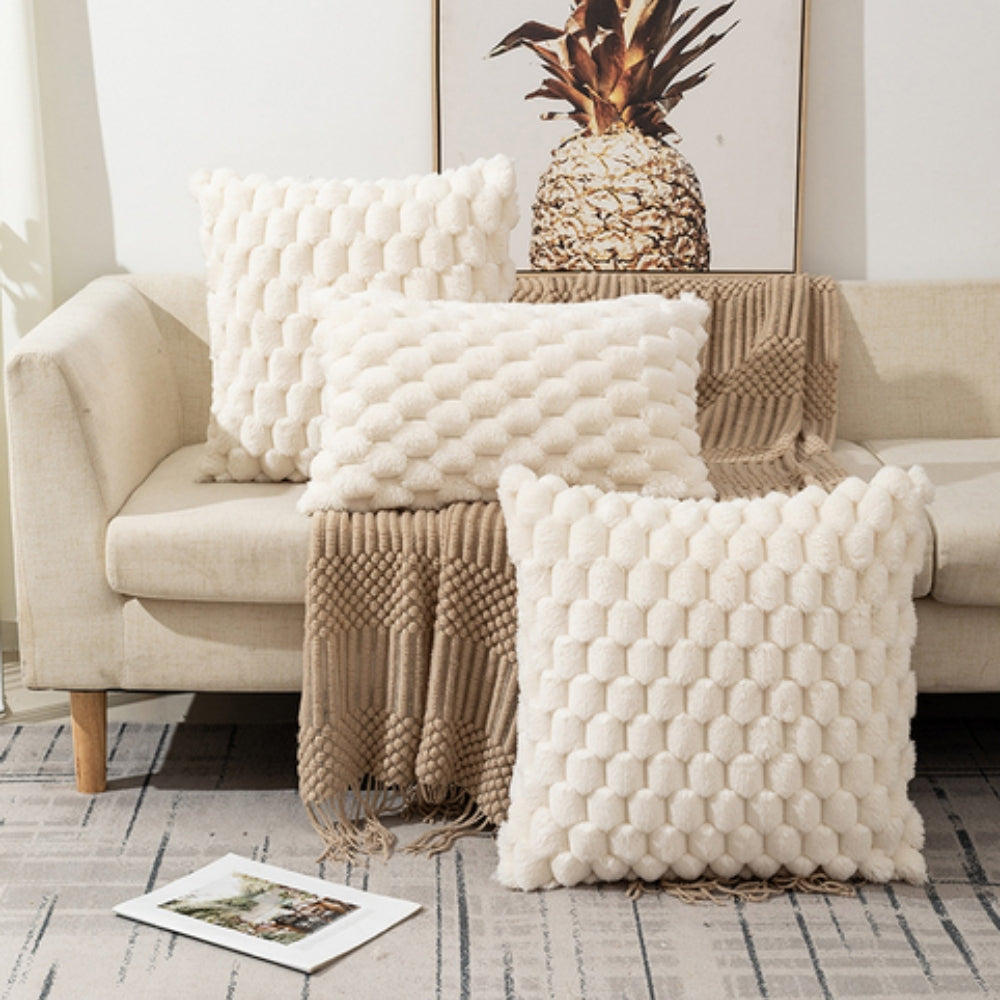 Kussenhoes 3D textuur katoen polyester roze sierkussen bank slaapkamer decoratief zacht hoes kussen vierkant rechthoek | Sansoti