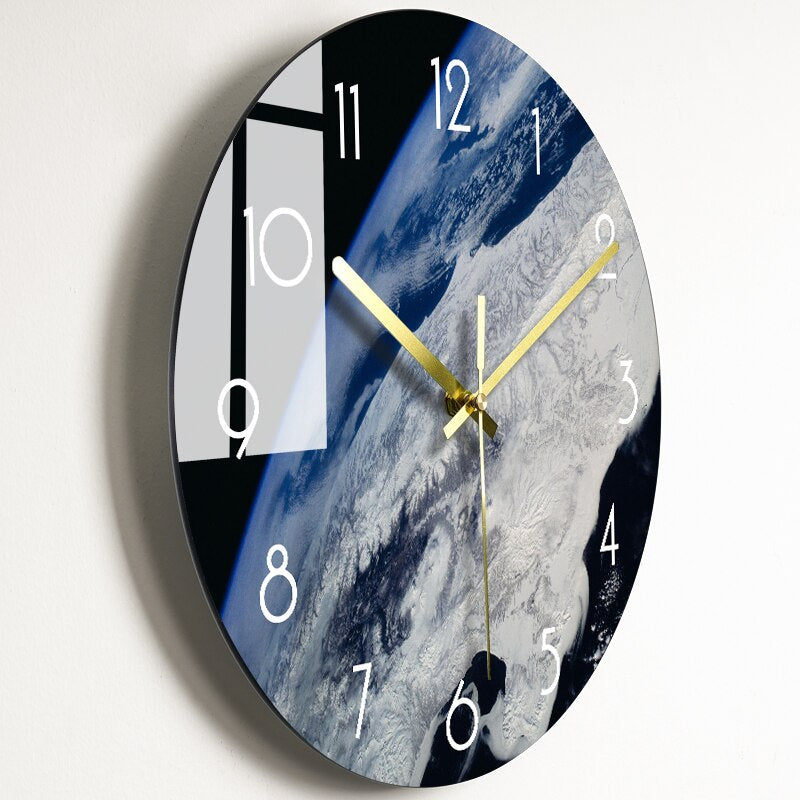 Glass Wall Clock with Artistic Design 30-35 cm Scandinavian Timekeeping Modern Living Room Decoration Kitchen | Sansoti