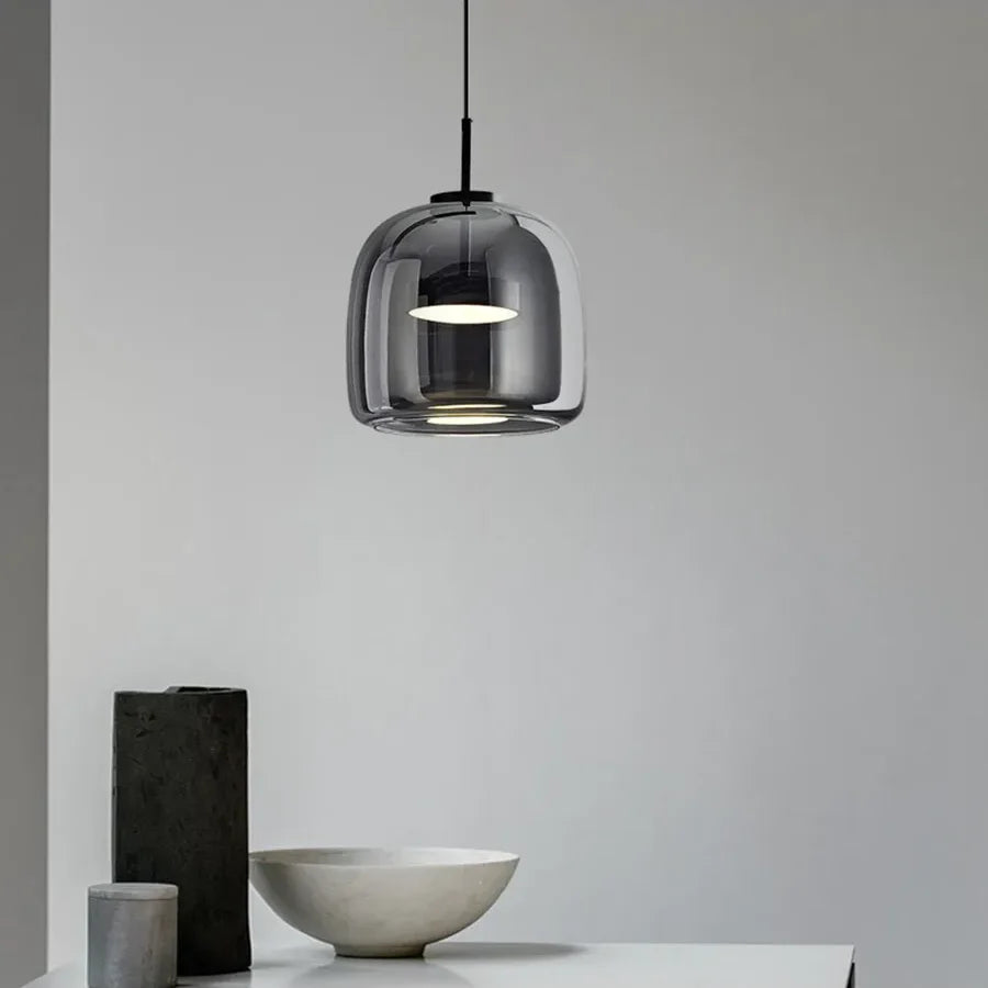 Nordische Hanglamp Glas LED Cognac Rookgrijs Scandinavisch | Sansoti
