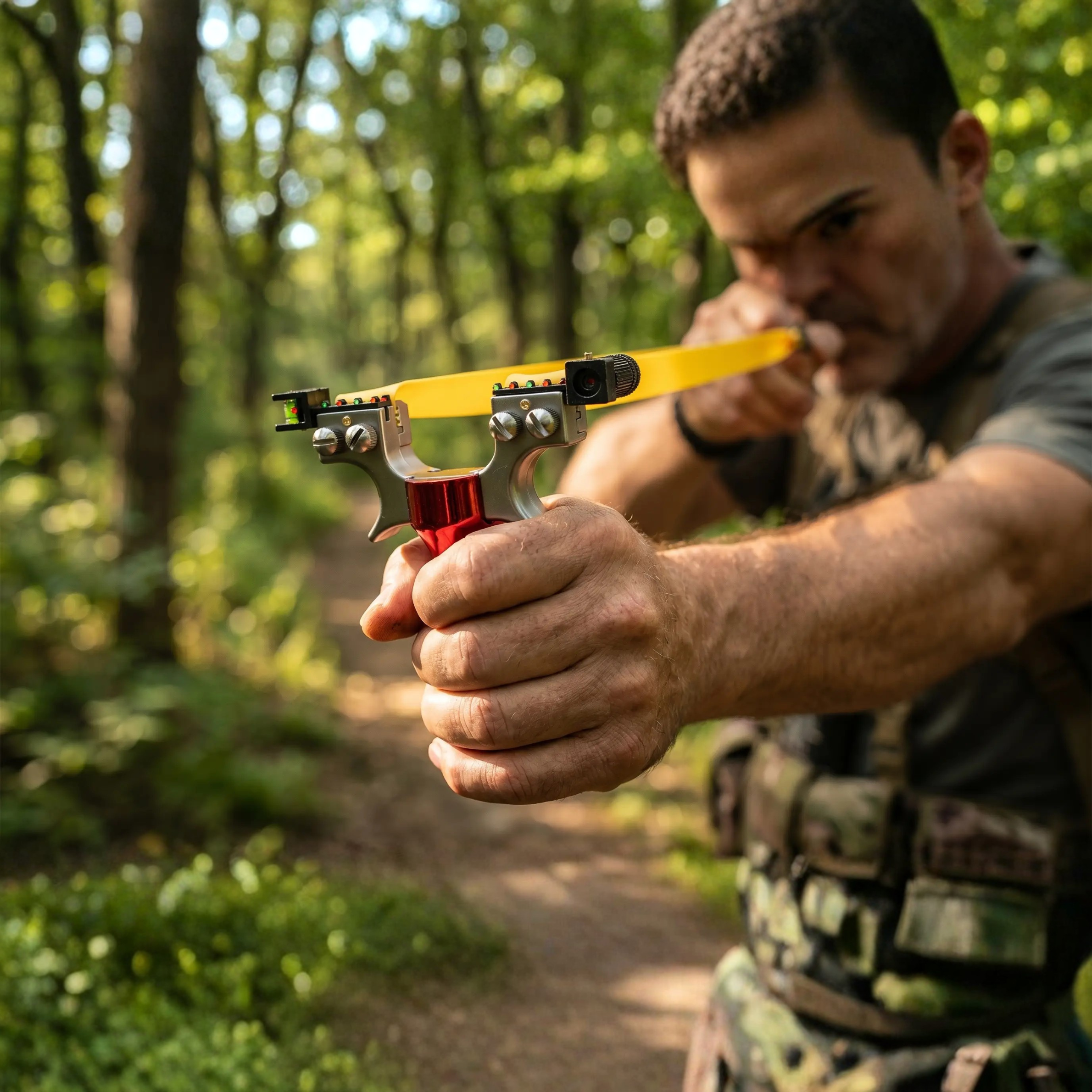 Precision Slingshot with Integrated Laser Sight and Infrared Level for Sports and Outdoor | Sansoti