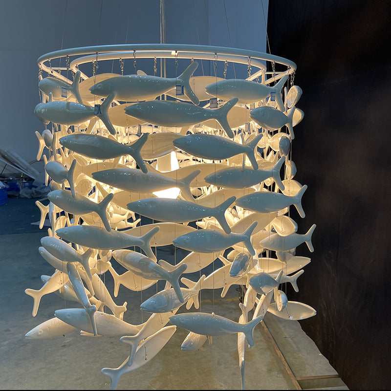 Porseleinen Vissen Kroonluchter Ovaal & Rond Design Eetkamer Hanglamp Dimbaar Warm Wit LED Decoratief | Sansoti