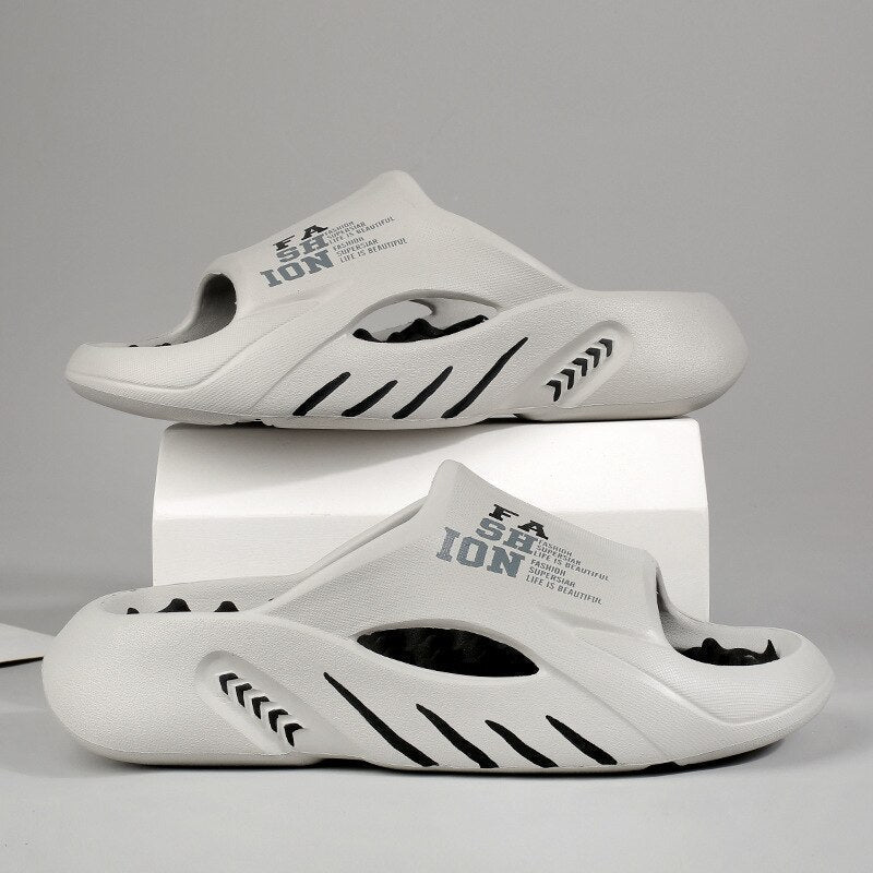 Ergonomische Massagepantoletten mit Akupressur-Noppen, Unisex, Schwarz Weiß Grau, Badeschuhe, Reflexologie und Wellness | Sansoti